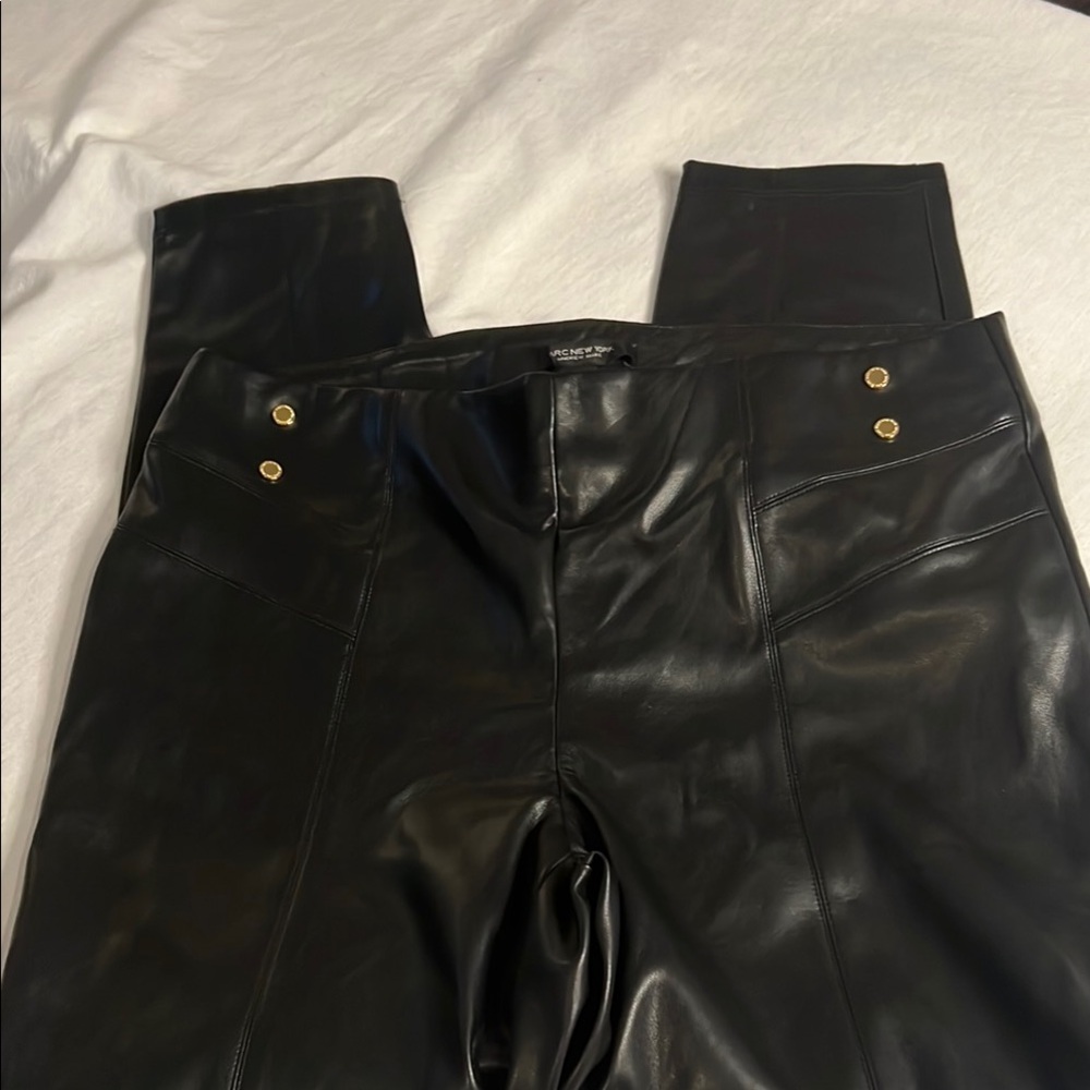 NWT-Marc New York Black Straight Leg Faux Leather  Pants - Picture 3 of 10